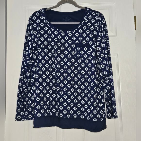 Womens navy Aztec Cuddlduds‎ 2pc pajama set size large - Picture 3 of 12